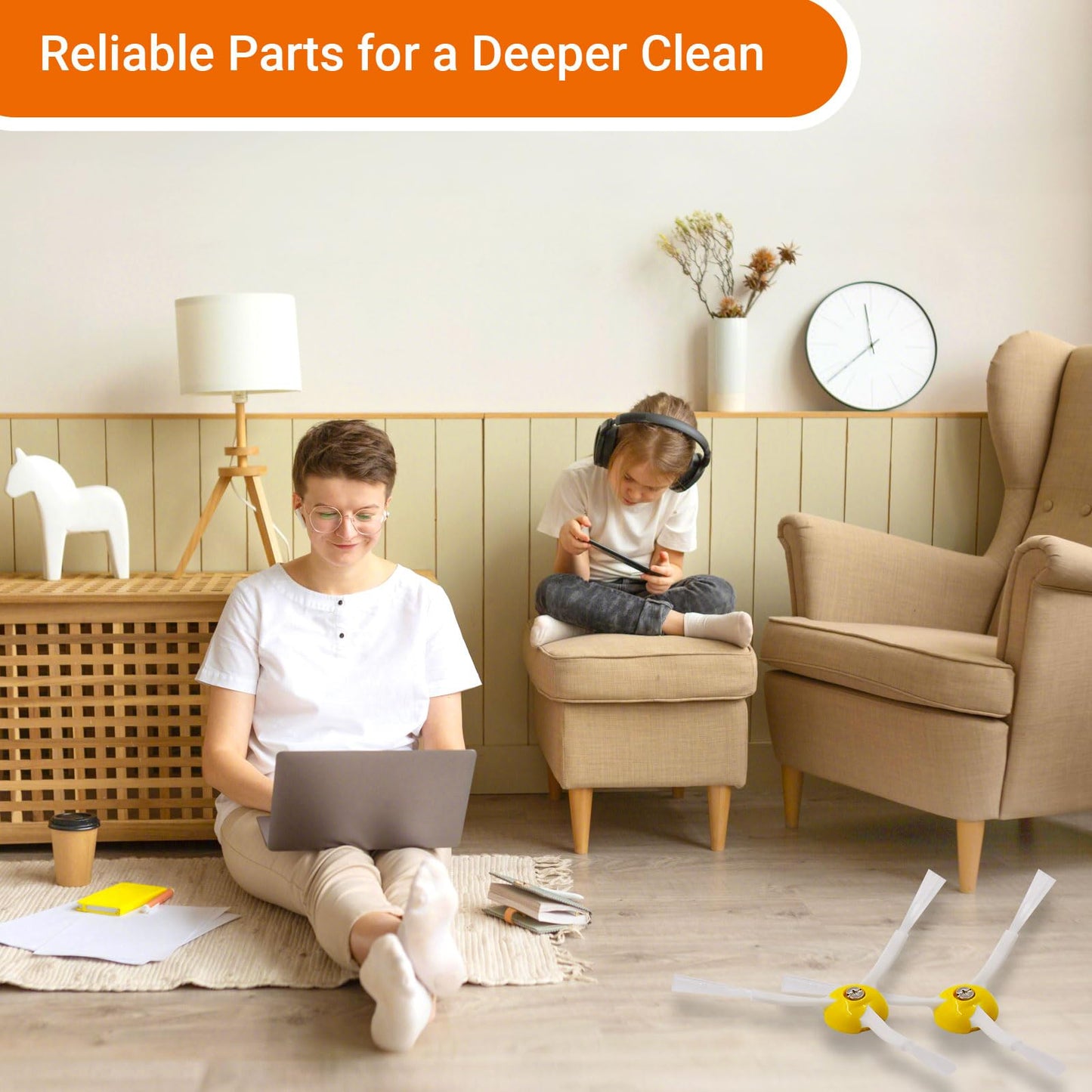 Replacement Parts Side Brush Compatible for iRobot Roomba 600 700 800 900 Series 675 692 694 677 671 614 980 960 985 880 860 866 870 Vacuum Cleaner Accessories,6 Edge Sweeping Side Brush,Screw Driver