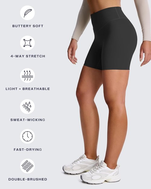 Aoxjox Metamorph Workout Biker Shorts - High Waisted Tummy Control for Women | 6" Deep V Yoga Shorts