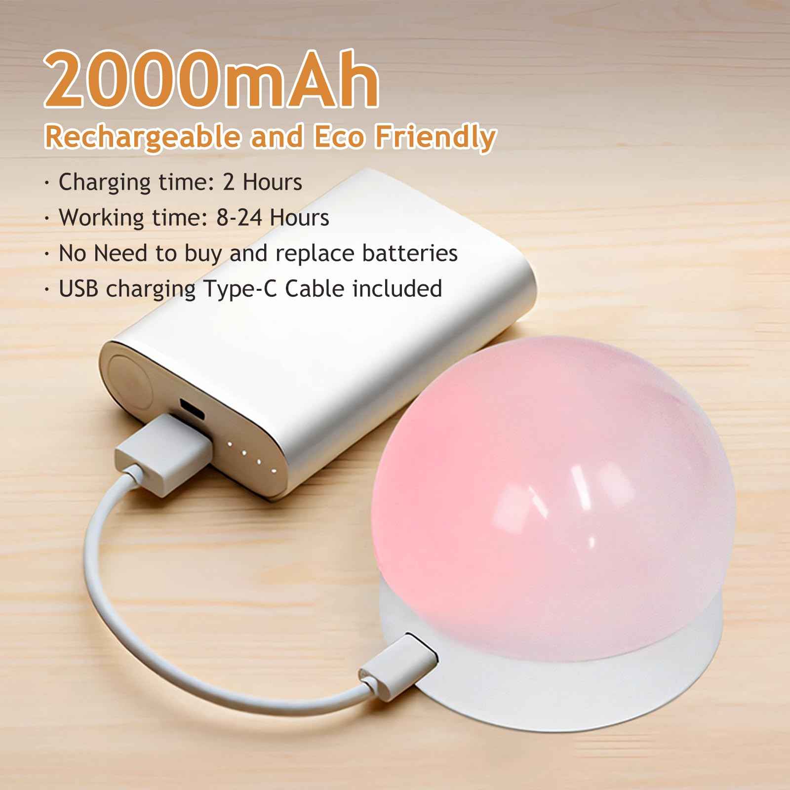 Aokpsrt E26 Rechargeable Light Bulbs with Remote Control, 15 Colors & 2000mAh LED Battery Operated Bulb with Timer & Dimmable, Wireless Puck Lights Bulb for Home 3 Packs