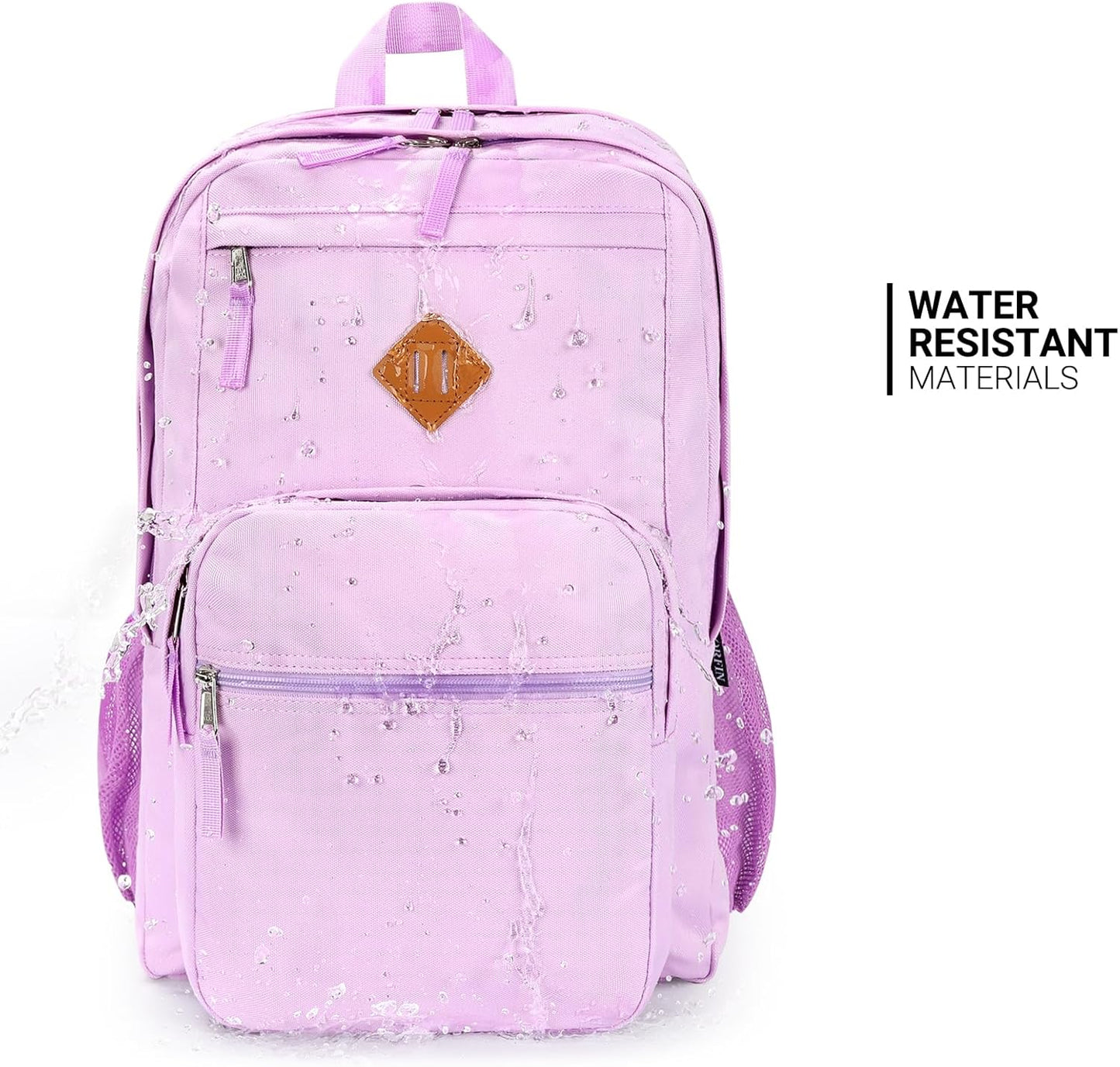 ZORFIN 26L Water-Resistant Backpack for College & Travel | Light Purple Bookbag