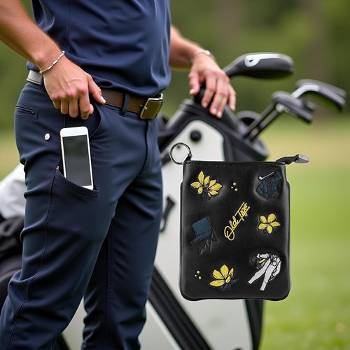 Swig Sip Golf Pouch Bag - Waterproof Compact Golf Ball & Tee Organizer, Handcrafted Zipped Pouch for Keys and Phone, Soft Fleece Lined, Golfing Gear for Course & Travel (Black)