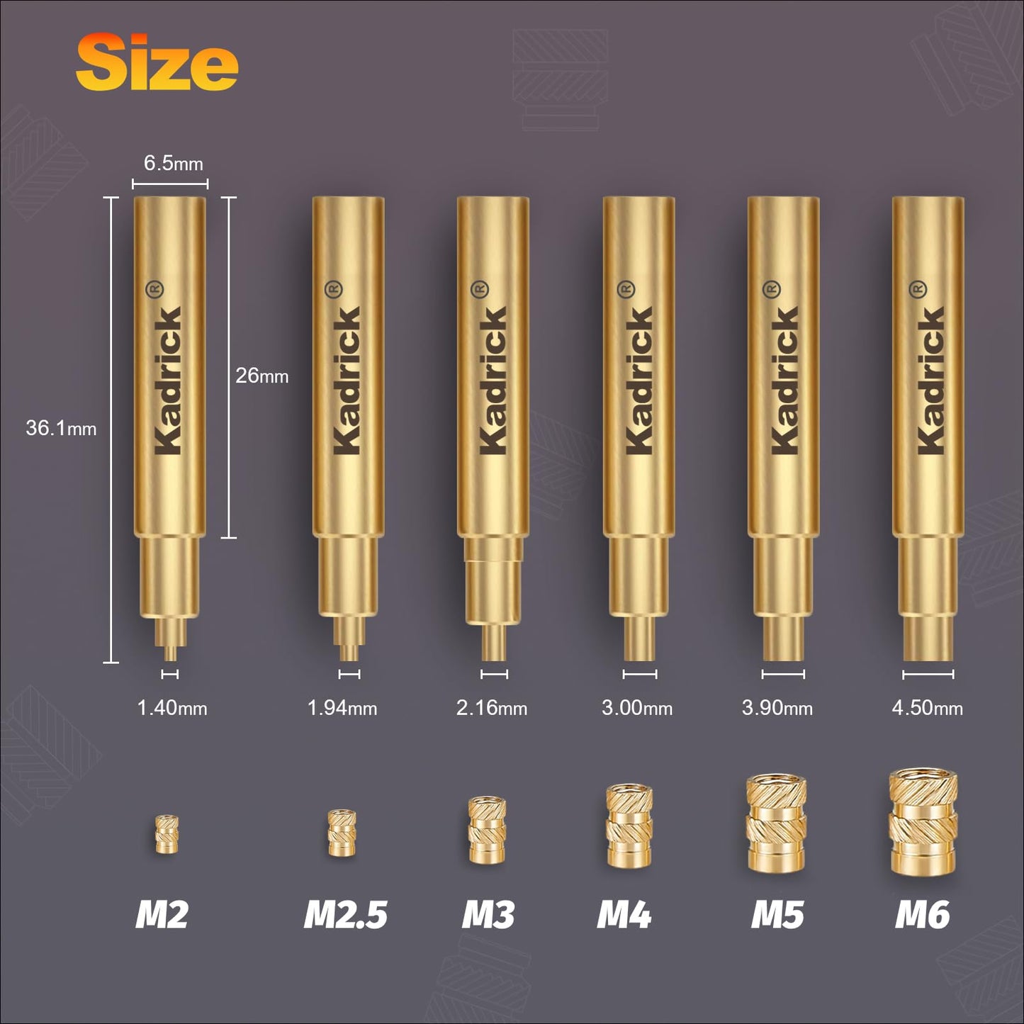 Heat Set Insert Tool,Tips for Threaded inserts M2 M2.5 M3 M4 M5 M6, Soldering Iron Tips for 3D Printer Users,Compatible with 900M/T18/FX-888D Irons- Press Tool for Plastic 3D Printer Components