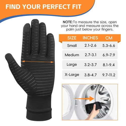 Big Mango Arthritis Gloves, Compression Gloves with Touchscreen Fingers for Women Men, Copper Gloves for Carpal Tunnel Relief, Arthritis Pain Relief, Raynauds, Swelling, Work,Typing,Hand Support (M)
