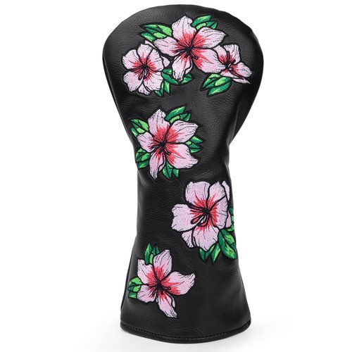 Golf Headcovers Embroidery Driver Cover Fariway Wood Headcover Hybrid Head Covers Leather Golf Club Covers for Most Brand,Black (for Driver)