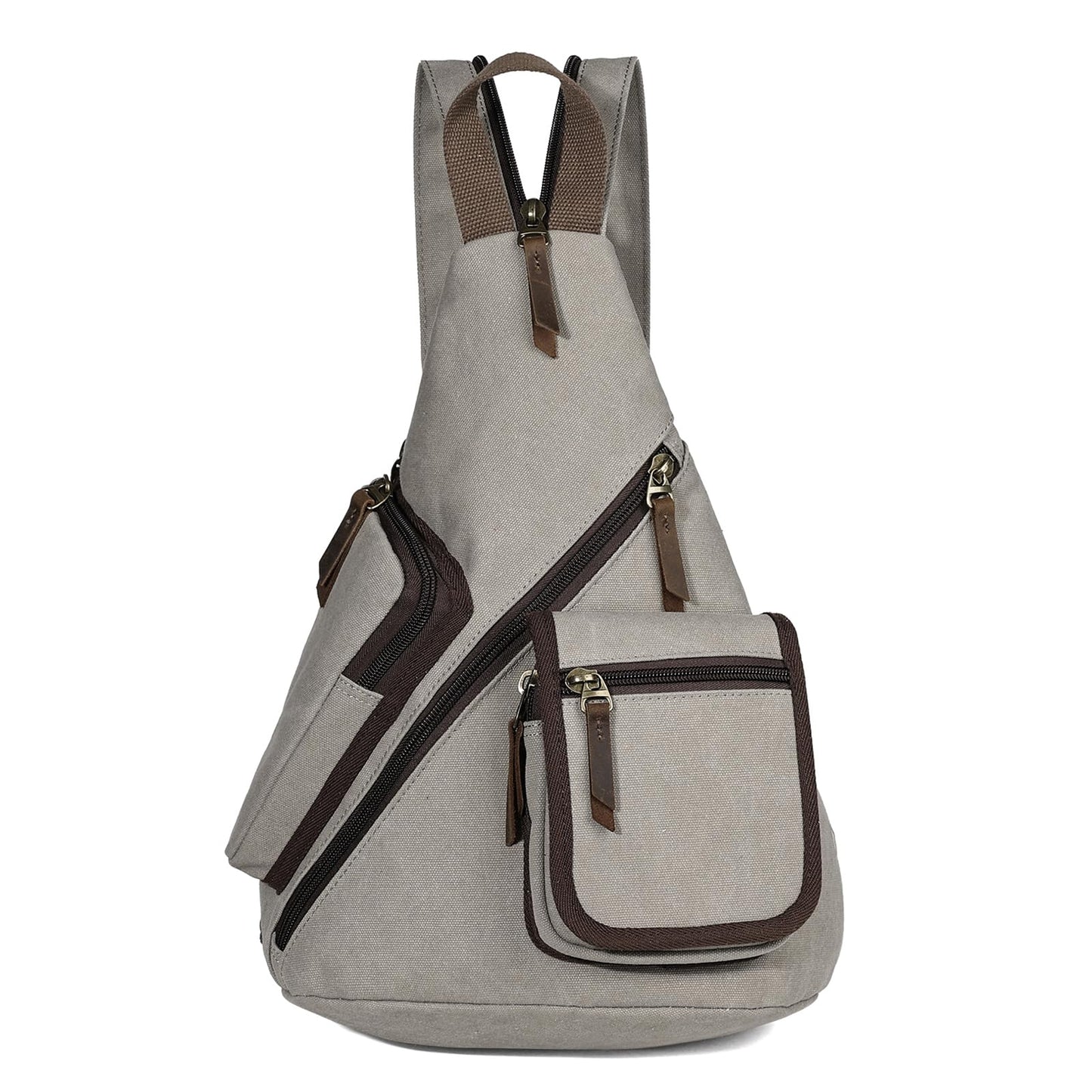 KL928 Canvas Sling Bag - Casual Crossbody Shoulder Daypack Rucksack Backpack for Men Women, Leaden