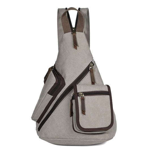 KL928 Canvas Sling Bag - Casual Crossbody Shoulder Daypack Rucksack Backpack for Men Women, Leaden