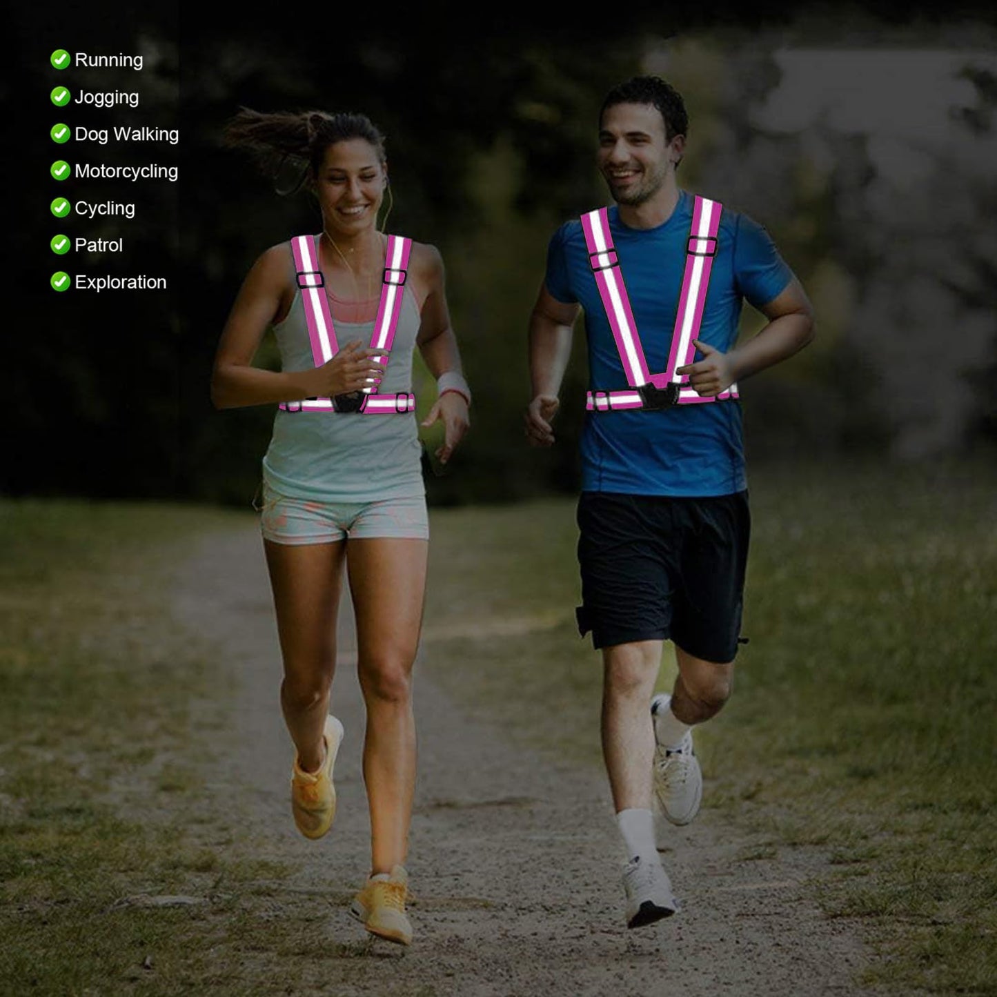 SAWNZC Reflective Vest Running Gear, 2Pack High Visible Safety VES for Cycling Jogging Running Walking, Adjustable for Men Women