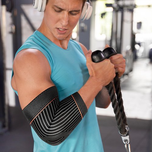 Vlela Elbow Compression Sleeve, Elbow Brace For Tendonitis and Tennis Elbow,Golfers, Arthritis, Bursitis,Pain Relief,Weightlifting, Fit for Men & Women (Orange, Large)
