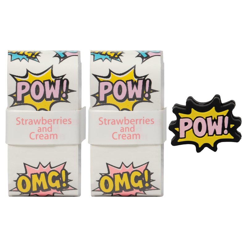 Strawberries and Cream Tennis Tape & Dampener Set - 2 Tacky 45” Long x 0.98” Wide Racket Handle Overgrips & 1 Matching Ping Dampener, Pink Anneliese Pattern