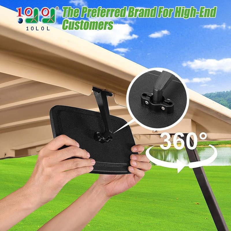 10L0L Universal Golf Cart Rear View Mirror - Adjustable Wide Angle for EZGO, Yamaha, Club Car, Easy Mount Kit