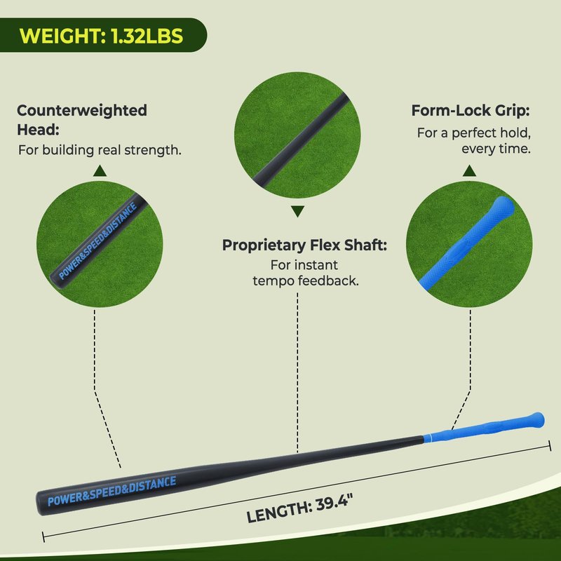 Cusprtm Golf Swing Trainer Aid for Power & Driving Distance | Flexible Weighted Golf Training Aid Improves Balance, Strength, Tempo, Rhythm & Lag | Pro-Grip Golf Warmup Practice Stick (Blue)