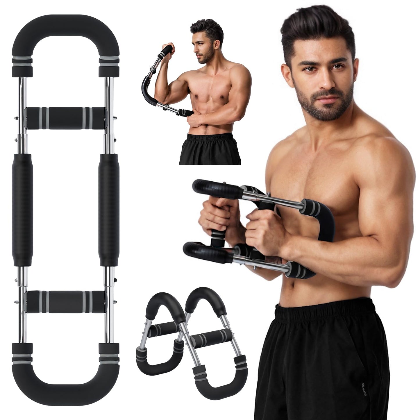 M Mike Sport Twister Arm Trainer, Adjustable Chest Workout Equipment, Twister Arm Chest Exerciser Home Gym Strength Trainer, Portable Detachable Spring Workout Bar Home Fitness Equipment,50-90lbs