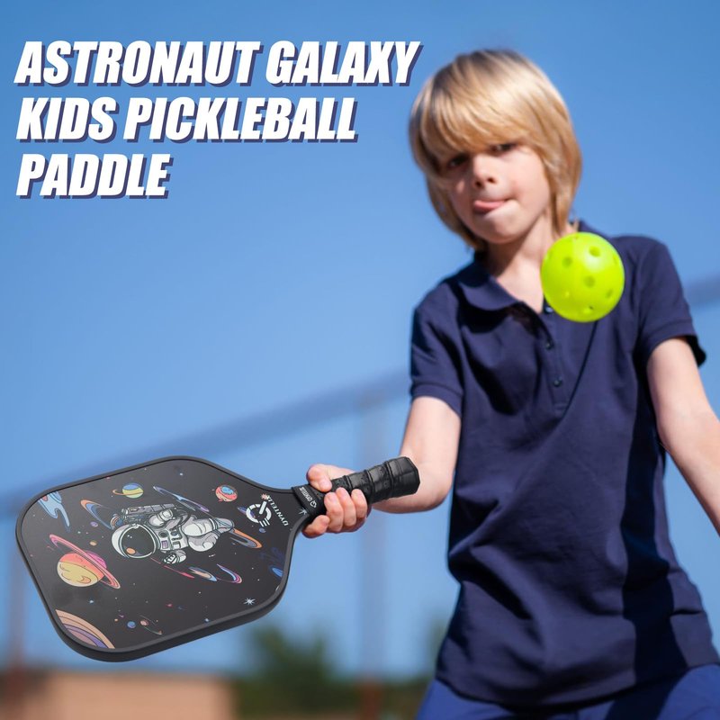 Qyntelix Kids Pickleball Paddle - Astronaut Galaxy Pickleball Paddle, Lightweight Honeycomb Core, Premium Comfort Grip, Astronaut Pickleball Gifts for Children 12 and Under Box - Boy