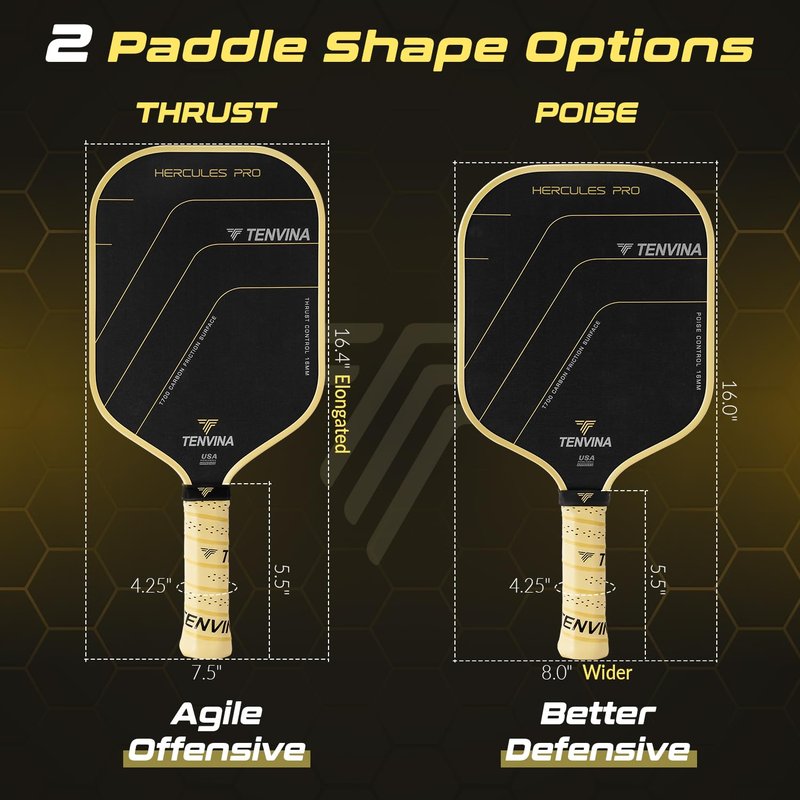 TENVINA Pickleball Paddles, Thermoformed T700SC Carbon Fiber Pickleball Paddle, Pickle Ball Paddle USAPA Approved with Dominant Power and Larger Sweet Spot