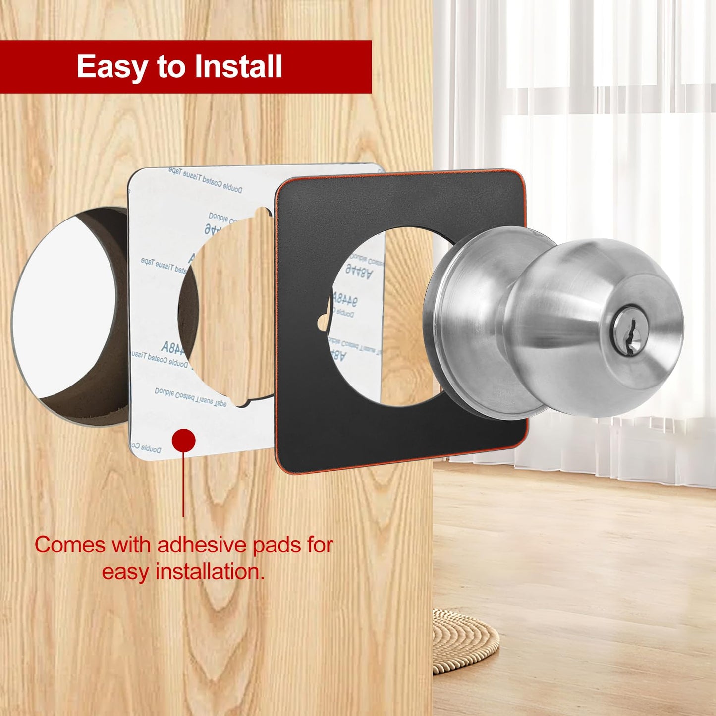 MOSECYOU Door Knob Plates Square Version, Oil Rubbed Bronze, Door Lock Spacer Shim Backplate Reinforcement Plate, Scar Plates for Door Knob/Deadbolt(2pcs)