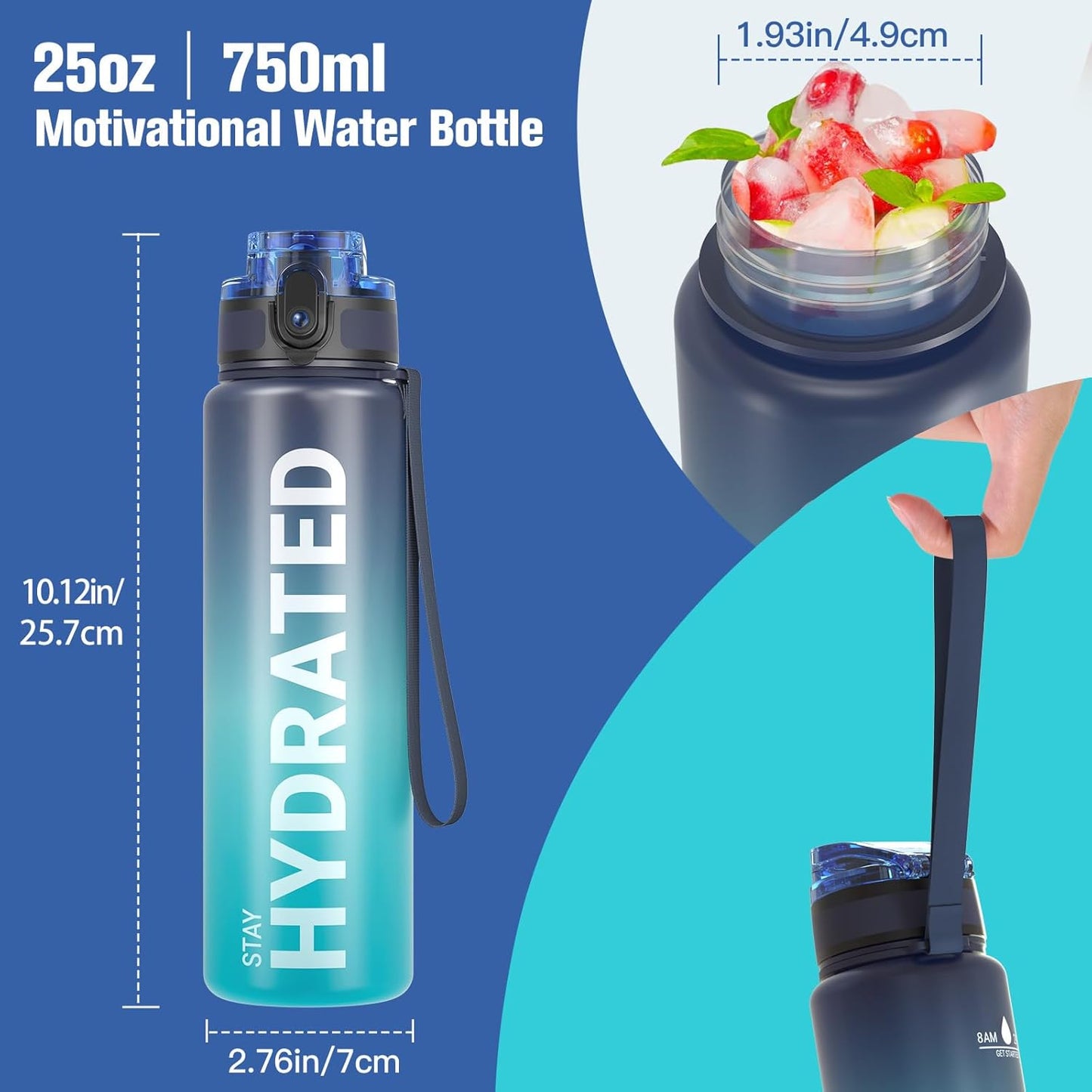 Sahara Sailor Water Bottle - Durable, Leakproof Tritan Design with Time Marker | 32/25/17oz Options