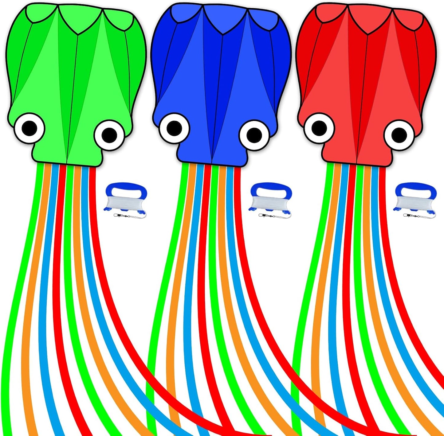 SGftre Octopus Kites - Easy to Fly 3-Piece Set for Kids & Adults | Colorful Red, Blue & Green
