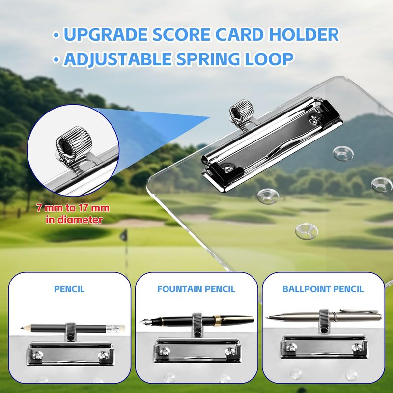 Archerest Golf Cart Steering Wheel Scorecard Holder with Pencil Holder for Club Car/EZGO TXT& RXV/Yamaha G29/Icon I40/Star Car/Excar and Other Most Golf Carts Clear 5mm Thick Acrylic - Regular Style
