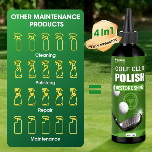 YIJINKING Golf Club Polish & Golf Club Cleaner - Rust and Scratch Remover Golf Club Polishing Kit/Golf Club Cleaning Kit - 9 oz Metal Polish Compound - Golf Accessories