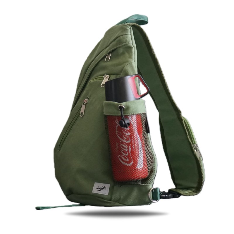 Shamguru Canvas Sling Bag Crossbody Backpack - Adjustable Strap Daypack with Anti-Theft Pocket and Water Bottle Holder