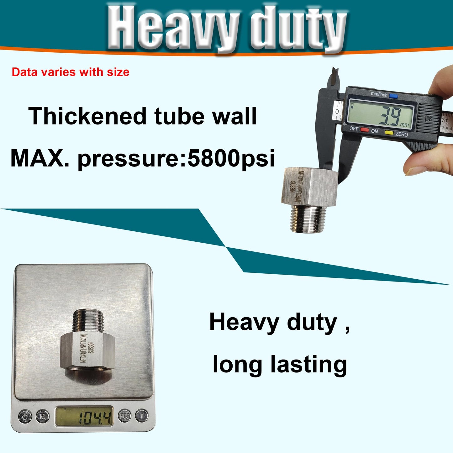 1/4" Male to 3/8" Female Reducer Adapter Pipe Extension Connector, 304 Stainless Steel 3/8" NPT Female x 1/4" NPT Male Reducing Pipe Fittings