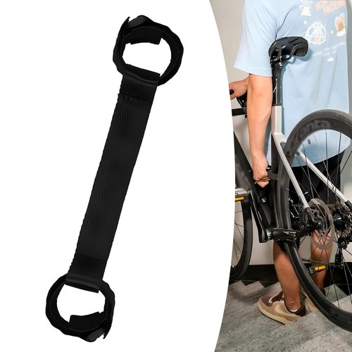 MOXRUQ Bicycle Carrying Strap, Portable Nylon Lifting Strap for Bikes, Bicycle Frame Handle Carrying Lifter, Universal Climbing Stairs Assist for Mountain Bike Road Bike (Black)