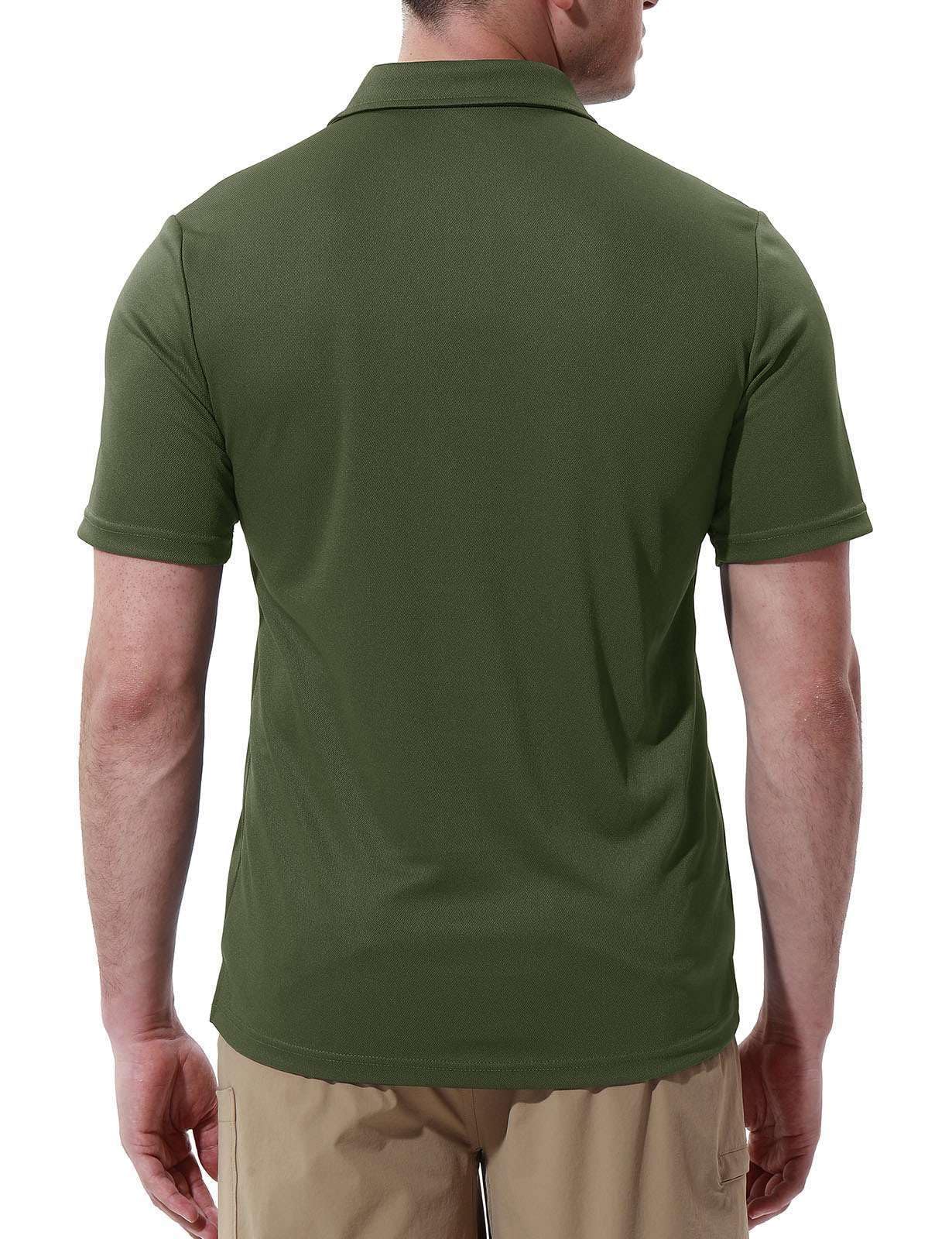 Rdruko Men's Polo Shirts Short Sleeve Quick Dry Outdoor Golf Sports Shirts with Pocket(Army Green, US XXL)
