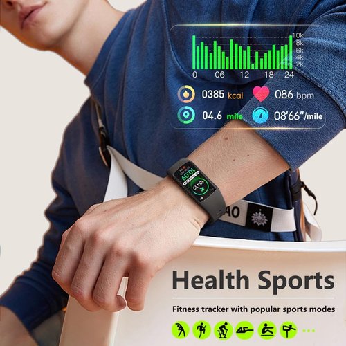 FITVII FINO 2 Slim Fitness Tracker - Smart Watch with Blood Oxygen & Sleep Monitor, IP68 Waterproof
