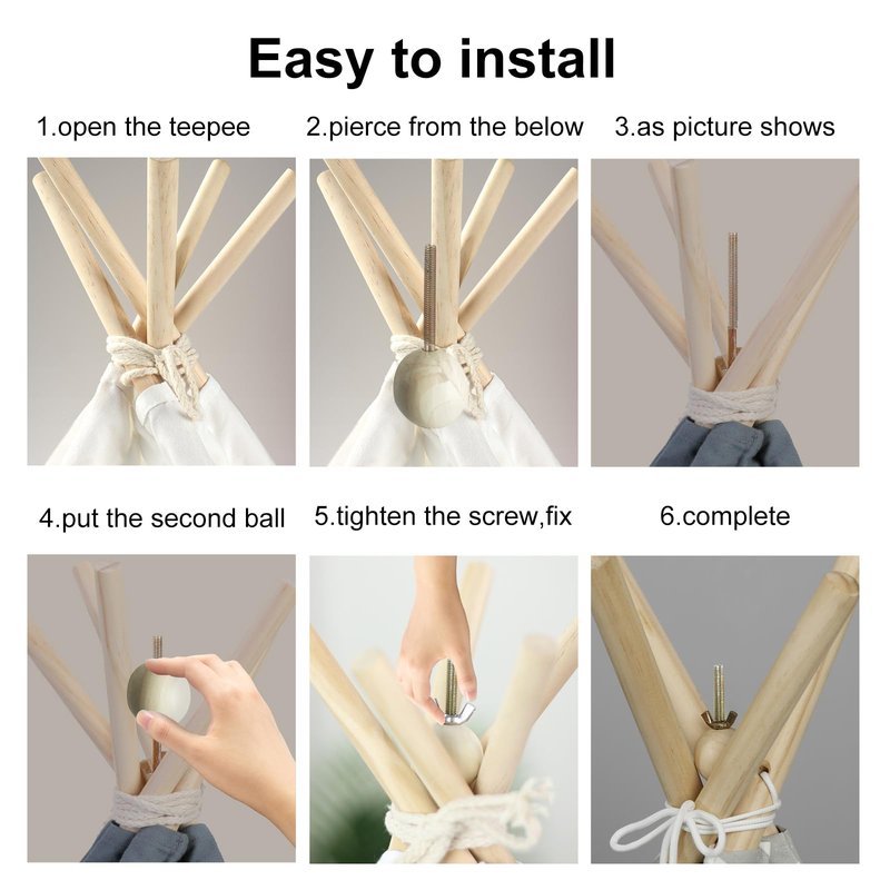 GJD Teepee Tent Stabilizer Pole Fixator Anti-Collapse Kit, Natural Pine Wood Stabilizer for Teepee Tent Indoor Outdoor Adults Teenagers Teepee Tent (2 PCS)