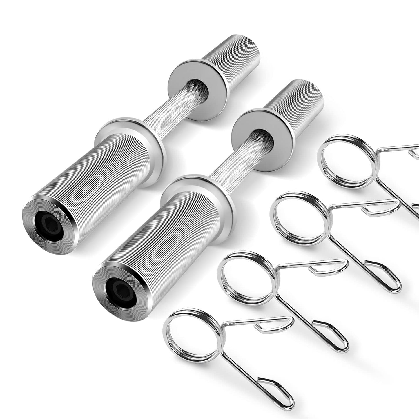 Uboway Olympic Dumbbell Handles: 16" Olympic Dumbbell Bar for 2" Olympic Weight Plates, Loadable Dumbbells with 4 Spring Collars, Home Gym Strength Training