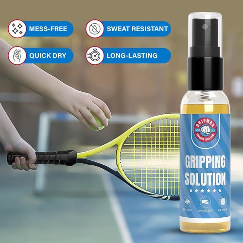GRIPMAX Grip Enhancer Spray - Non-Slip Formula for Ultimate Grip, Sweat-Resistant & Quick-Drying Athletic Adhesive Spray - Long-Lasting & Non-Sticky Grip Boost Anti Slip Spray (Tennis)