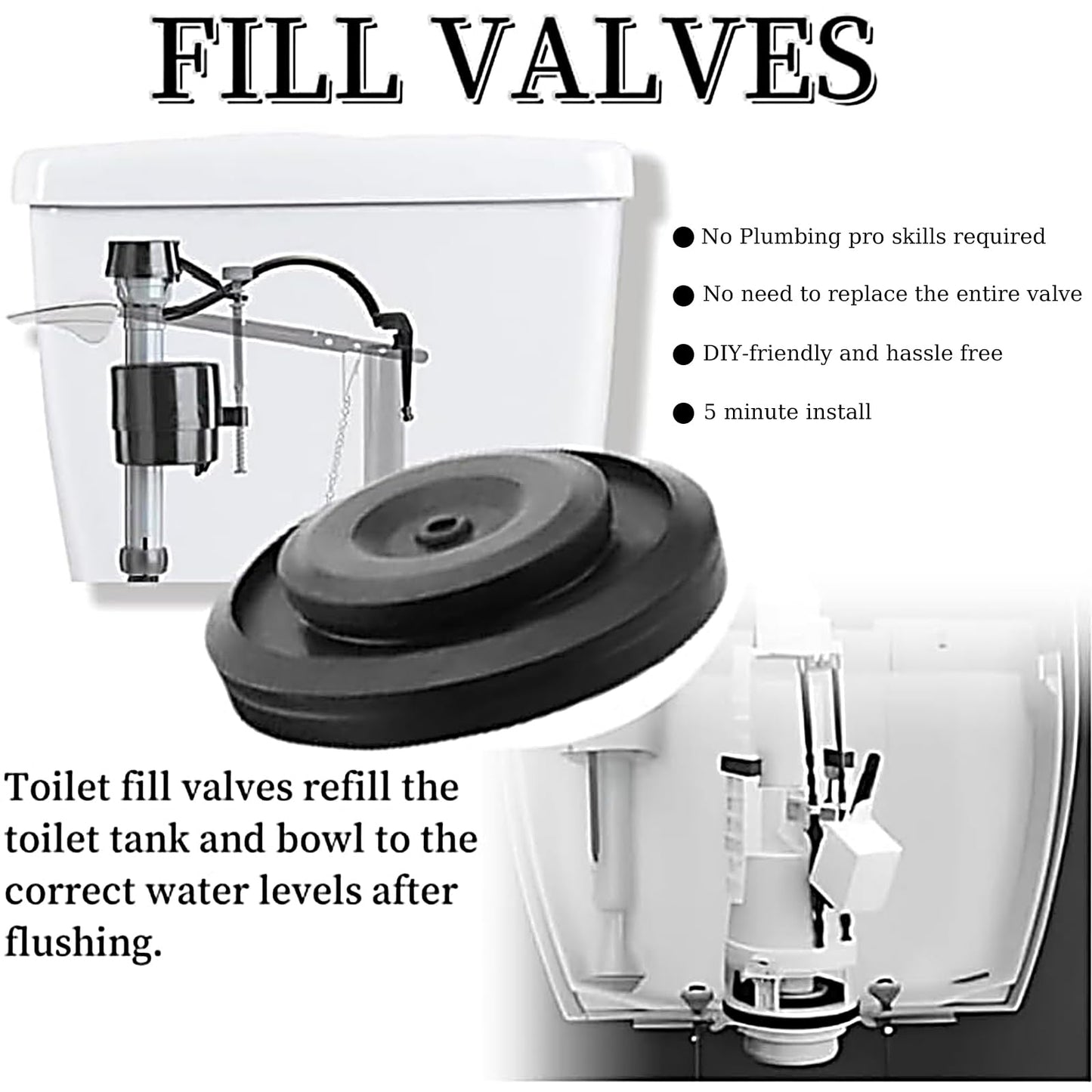 6 Pcs 83143 Toilet Fill Valve Seal Replacement Part Compatible with Kohler Models, Washer Cistern Float Valve for Diaphragms 242MP071, 400A Fill Valve