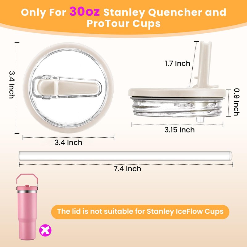 ANTAND 2 Pack Flip Straw Lid Replacement for Stanley 30 oz Cup Accessories, Leakproof Detachable Lids for 30 ounce Stanley Quencher H2.0 & ProTour Tumbler (RoseRed, RoseRed)
