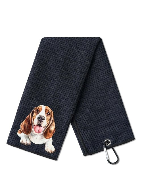CybGene Basset Hound Gifts Golf Towel, Gifts for Basset Hound Lovers, 15.7“x23.6” Microfiber Golf Towel for Golf Bags for Birthday, Christmas