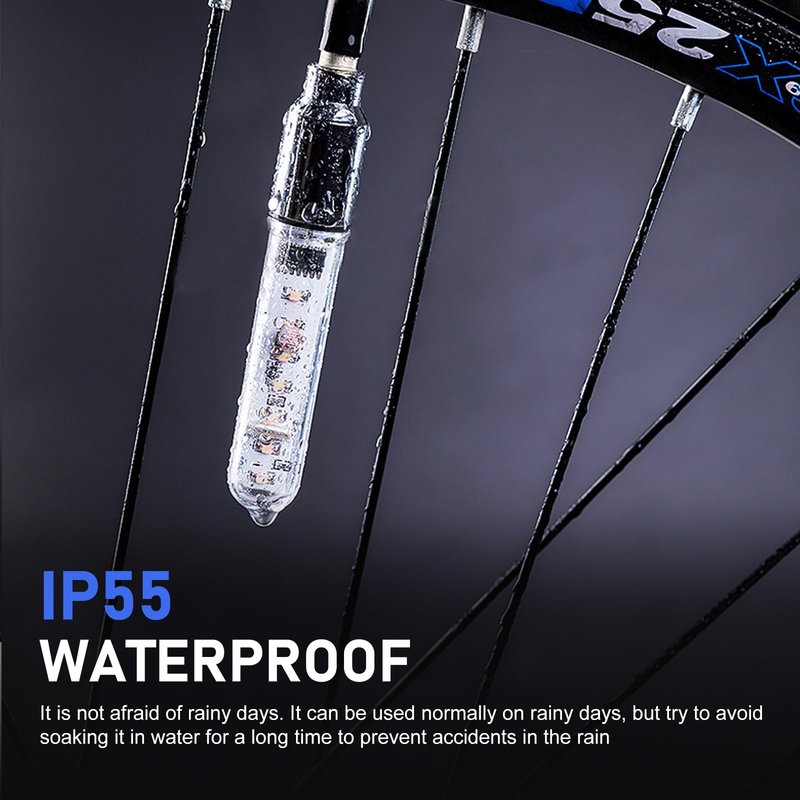 Arwrilt 2 PCS Led Bike Wheel Lights, Waterproof Bike Spoke Lights, Multi-Patterned Change Neon Flashing Lamp Bicycle Tire Valve Stem Light (Blue)