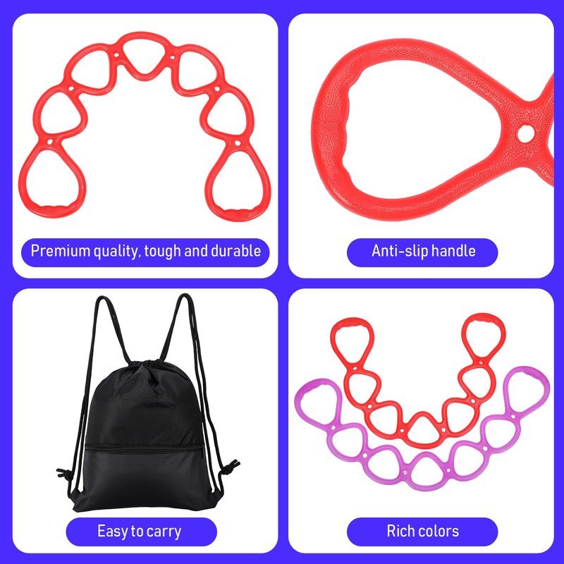 Zomiboo 5 Pcs 7 Ring Resistance Exercise Bands Resistance Stretch Band with Drawstring Backpack Bag Portable TPR Elastic Stretching Leg and Arm Exerciser for Home or Fitness Center Walking
