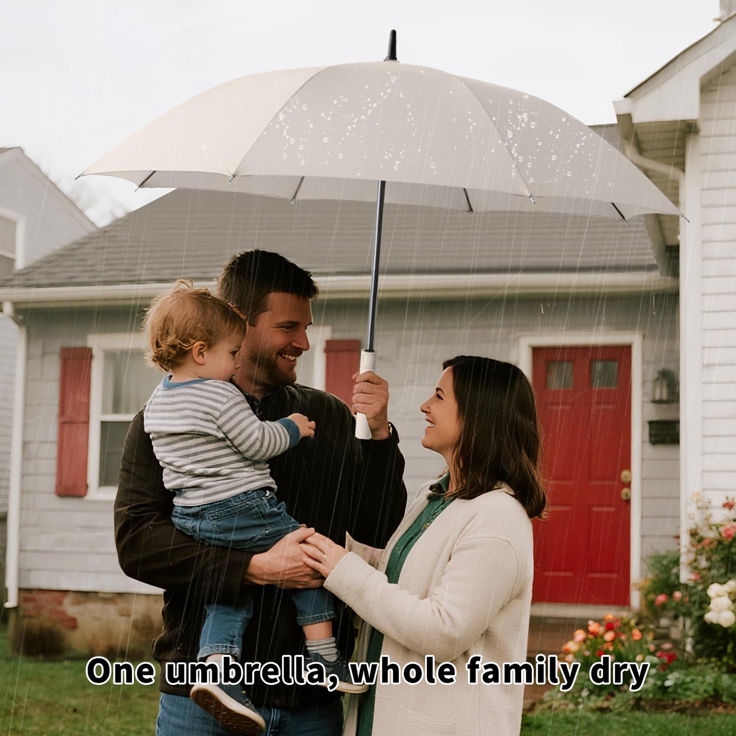 Trenovo Heavy Duty Large Golf Umbrella for Rain, Big Automatic Golf Umbrellas Windproof, 57 Inch Extra Large Oversized Umbrella for Rain Sun for Men Women-Beige