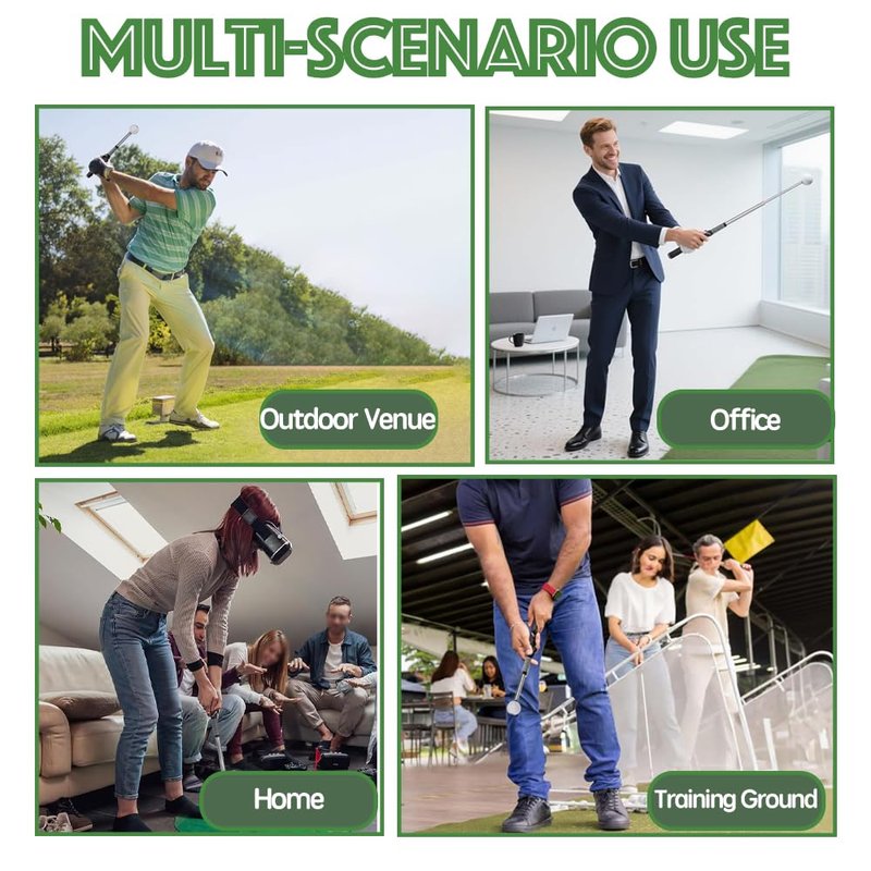 Onimento Retractable Golf Swing Trainer Right-Handed Click Stick Golf Grip Portable Grip Trainer with Click Feedback for Right Trainer Ideal for Beginners, Indoor & Outdoor Practice