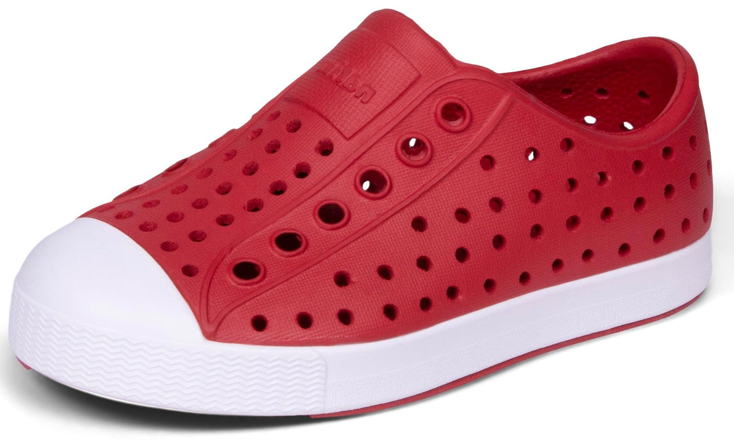 Native Shoes Unisex-Kids Jefferson Sneakers, Ruby Red/Shell White, 7 Toddler