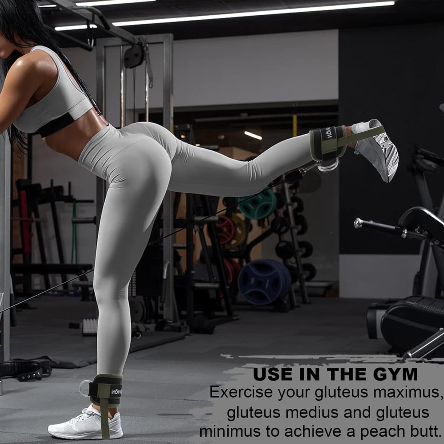 Skiennix Ankle Straps for Cable Machines - Adjustable Comfort Attachments for Glute Kickbacks & Leg Extensions