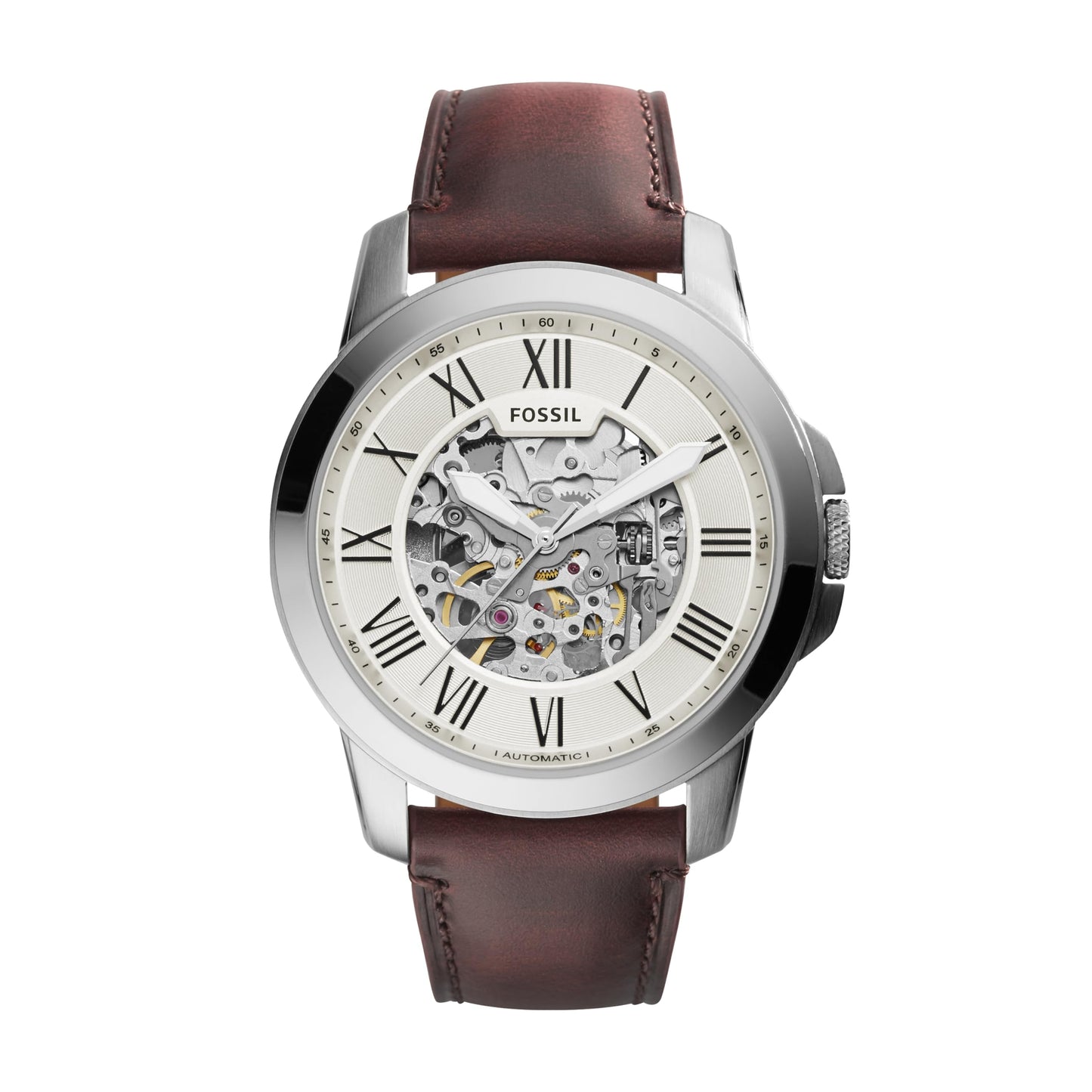Fossil Men's Watch, Grant Quartz Chronograph Watch, Silver/Brown