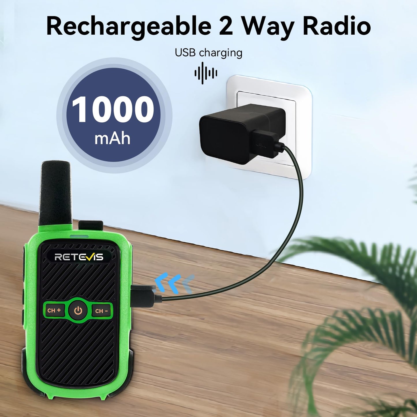 Retevis RT15 Walkie Talkies, Portable FRS Two Way Radios Rechargeable, Durable, Compact, VOX, Key Lock, Mini Walkie Talkies for Adults and Kids, School Family Outdoor Travel Camping Hiking (3 Pack)