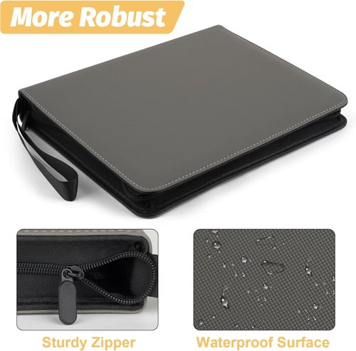 GERMUN Premium Zip Trading Card Binder - 720 Double-Sided Pockets | Grey Collector Album for MTG & TCG