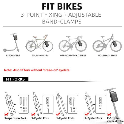 Himiway 2-Pack Bike Front Fork Bag IP68 Waterproof Bike Pannier Bag 4L*2 Bike Fork Bag Front Rack with 3M Reflective Strips Bike Bag with Quick Release Shoulder Bag Durable Shelf Package for All Bikes