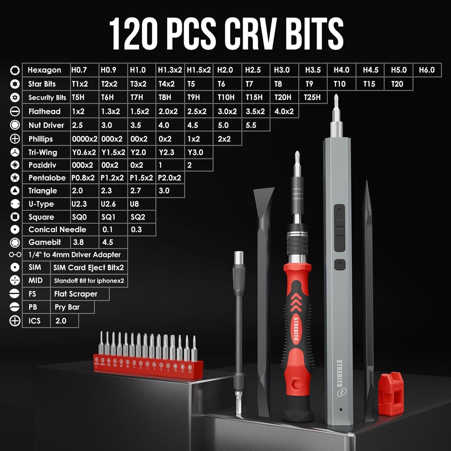 STREBITO 144-in-1 Electric Screwdriver Set - Precision Tool Kit with 120 Magnetic Bits for Electronics & PC Repair