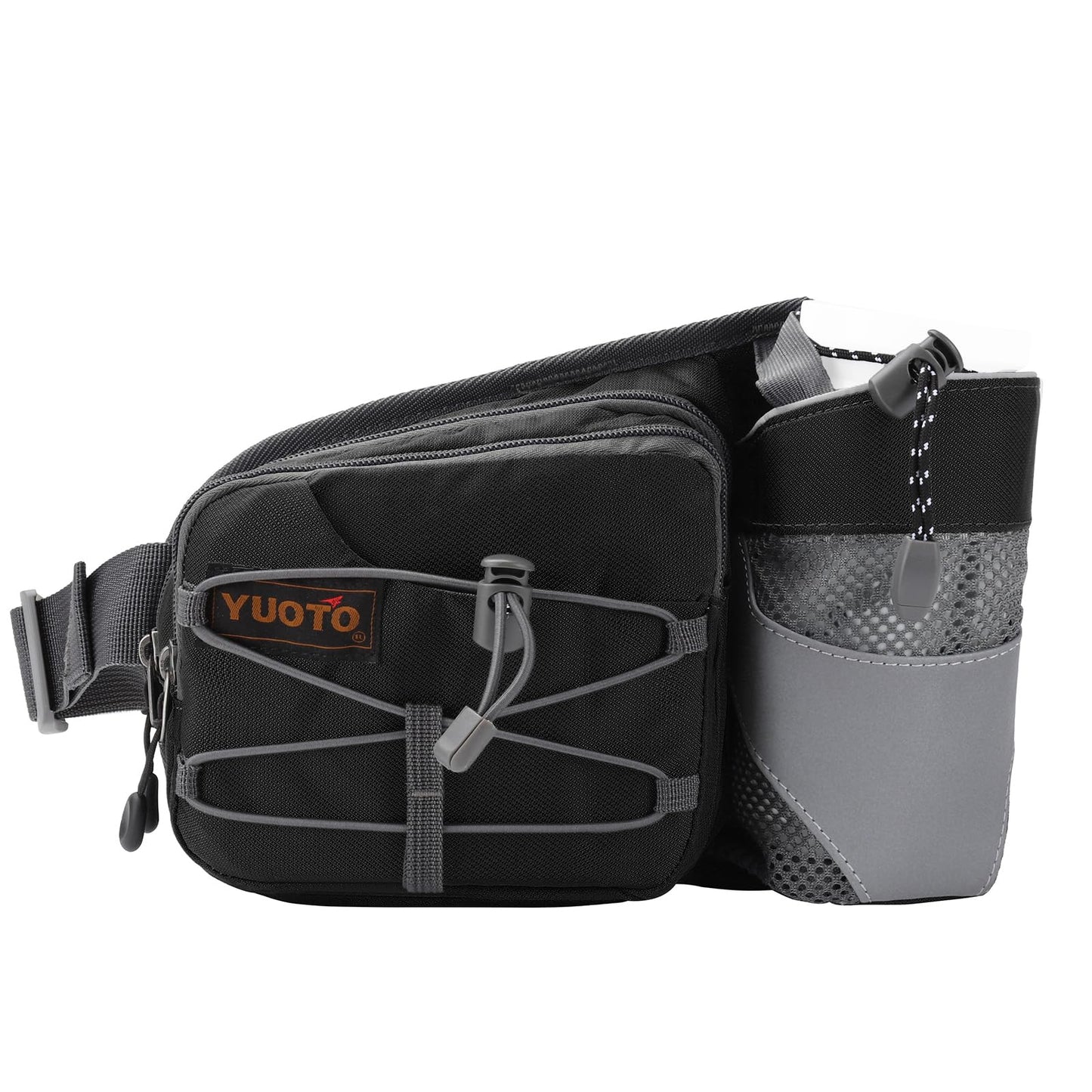 YUOTO Outdoor Fanny Pack with Water Bottle Holder for Walking Hiking Hydration belt Waist Bag - Water Bottle is Not Included