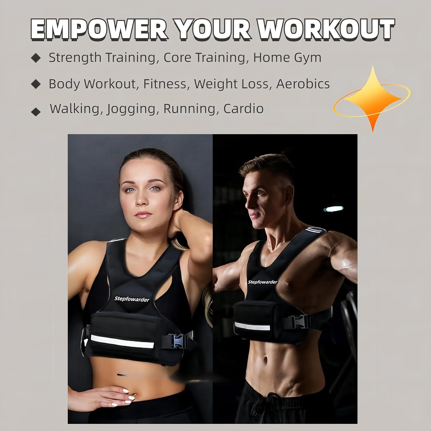 Skiennix Adjustable Weighted Vest - 6lbs to 12lbs for Enhanced Strength Training | Reflective Stripes for Safety