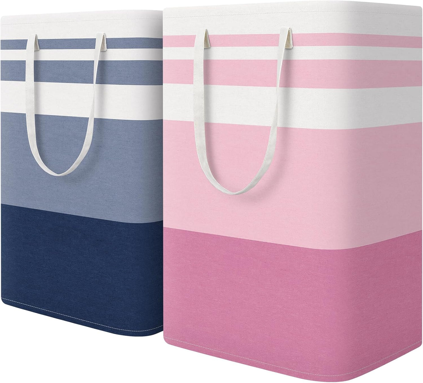 Waterproof 100L Laundry Basket Set - Collapsible Freestanding Hamper with Extended Handles - 2-Pack Gradient Grey for Clothes & Toys