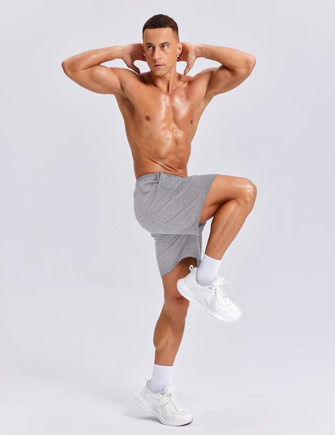 PINSPARK Men's Casual Sweat Shorts - Lightweight 7" Cotton Athletic Lounge Shorts with Drawstring