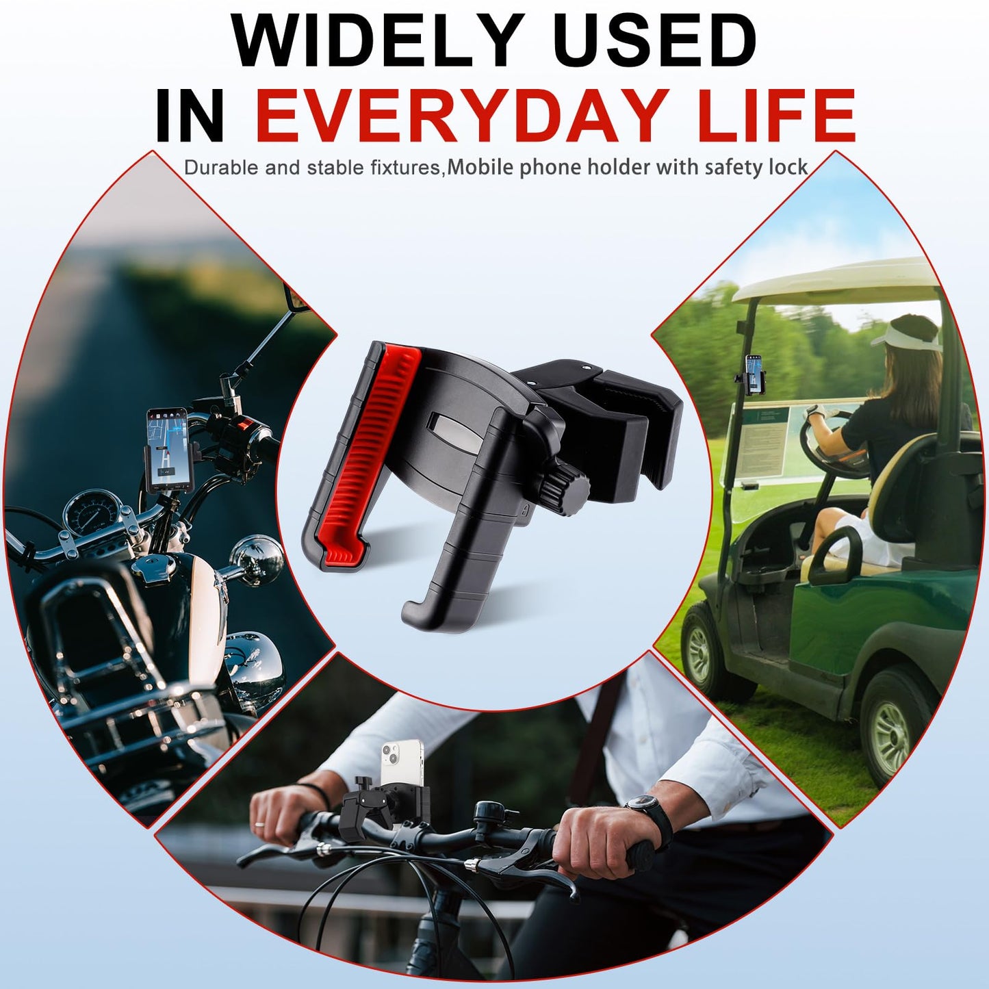 Relaxweex 2 Pcs Golf Cart Phone Mount Holder Compatible with All 4.7-7.2" Cell Phones Golf Cart Accessories Essentials Gift, 3s Install, 1s Lock & Release(Red)